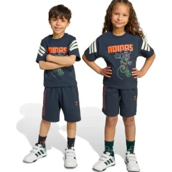 adidas - Kid's Disney Mickey Mouse T-Shirt Set - T-Shirt Aurora Ink / Off White / Impact Orange Discount