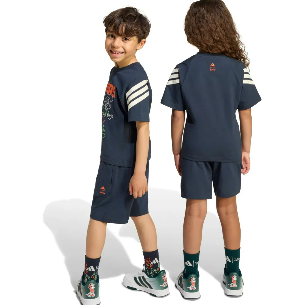 adidas - Kid's Disney Mickey Mouse T-Shirt Set - T-Shirt Aurora Ink / Off White / Impact Orange Discount
