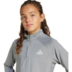 adidas - Kid's Goto PZ 1/4 Zip Longsleeve Tee - Longsleeve Grey Three / Grey One / Reflective Silver Online