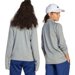 adidas - Kid's Goto PZ 1/4 Zip Longsleeve Tee - Longsleeve Grey Three / Grey One / Reflective Silver Online
