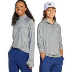 adidas - Kid's Goto PZ 1/4 Zip Longsleeve Tee - Longsleeve Grey Three / Grey One / Reflective Silver Online