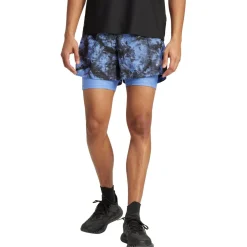 adidas - Own The Run Spray Dye 2in1 Short - Laufshorts Grey Four / Black Online