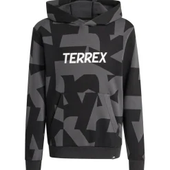 adidas Terrex - Kid's MT AOP Logo - Hoodie Carbon / Black Clearance