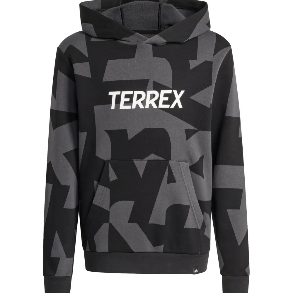 adidas Terrex - Kid's MT AOP Logo - Hoodie Carbon / Black Clearance