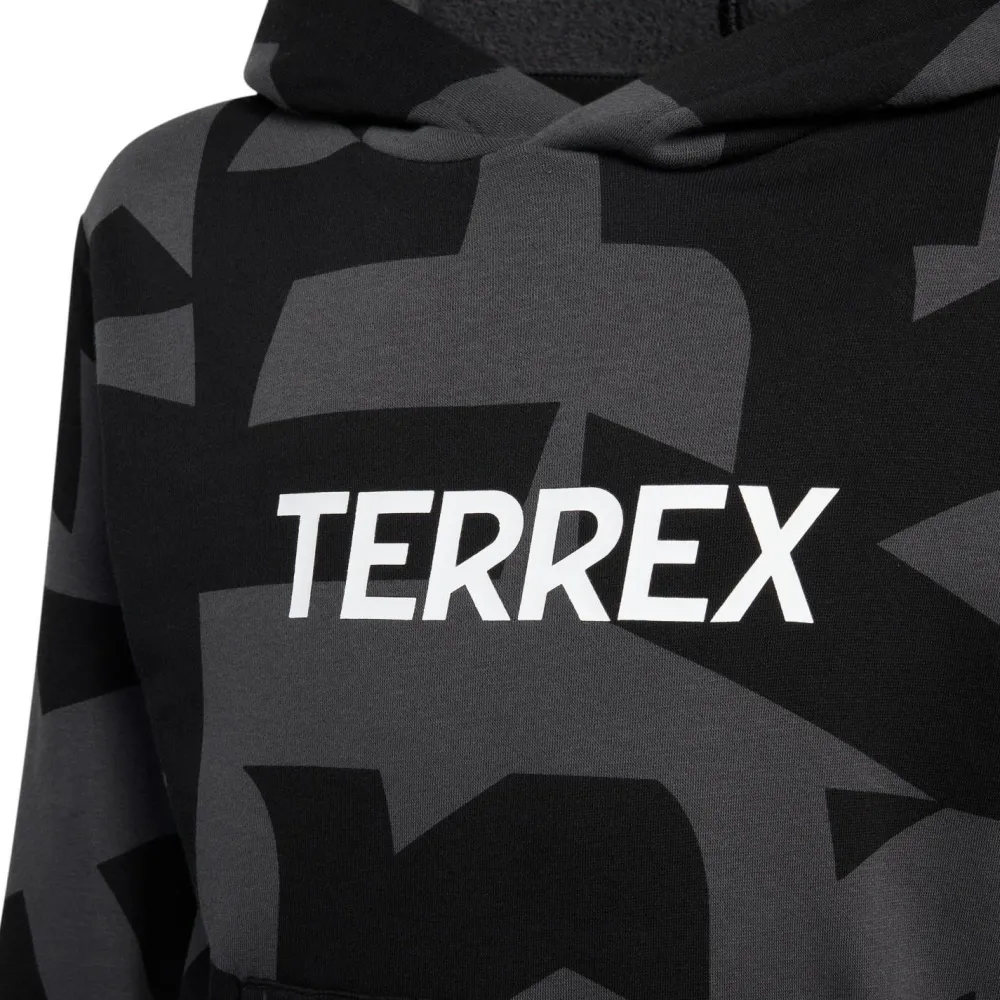 adidas Terrex - Kid's MT AOP Logo - Hoodie Carbon / Black Clearance