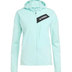 adidas Terrex Jacken|Wanderbekleidung-- Women's Terrex Techrock CW+ Wind Hooded - Fleecejacke Semi Flash Aqua