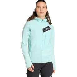 adidas Terrex Jacken|Wanderbekleidung-- Women's Terrex Techrock CW+ Wind Hooded - Fleecejacke Semi Flash Aqua