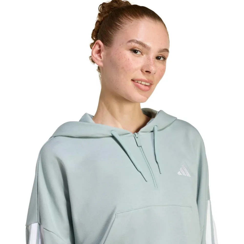 adidas - Women's 3-Stipes French Terry QZ Hoodie - Sweat- & Trainingsjacke Wonder Sage / White