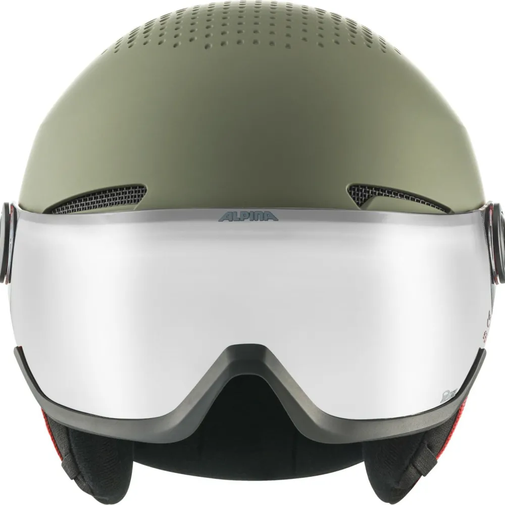 Alpina - Kid's Zupo Visor Q-Lite Mirror S2 - Skihelm Olive / Red Matt Outlet