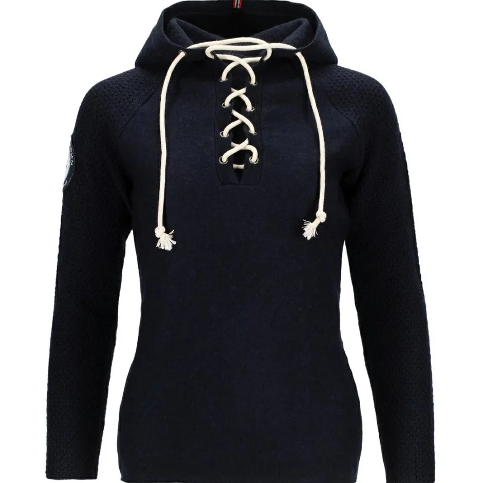 Amundsen Sports Pullover & Hoodies|Alltagsbekleidung-- Women's Boiled Hoodie Laced - Merinopullover Faded Navy
