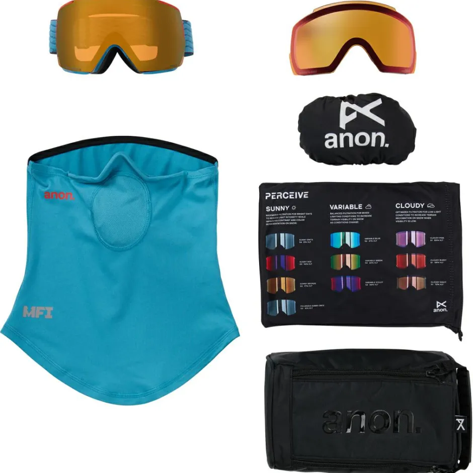 Anon Ski-Ausrüstung|Skibrillen-- M5S S3 (VLT 17%) + Bonus Lens S1 (VLT 59%) - Skibrille Retro Blue
