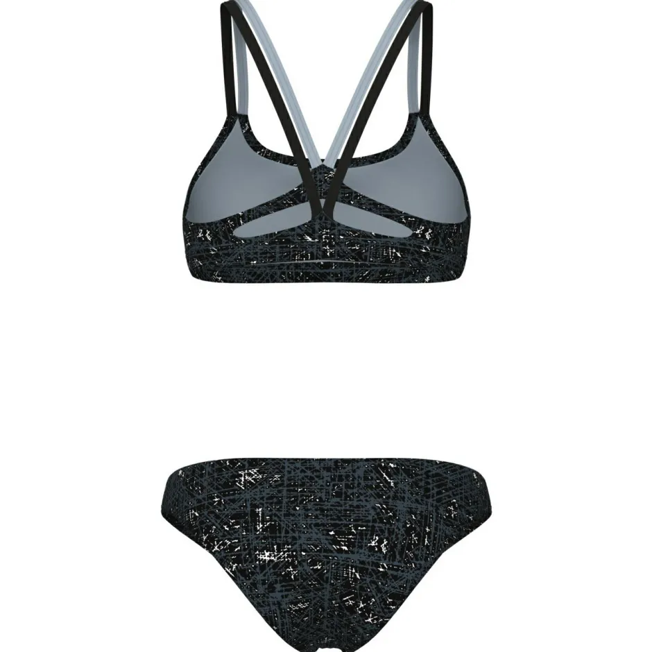 Arena Bademode-- Women's Ribbed Swimsuit Bikini Bandeau - Bikini Multi Black / Black / Sea Foam