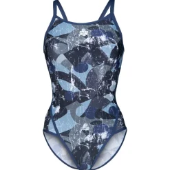 Arena Bademode-- Women's Scratched Swimsuit Super Fly Back - Badeanzug Multi Black / Navy