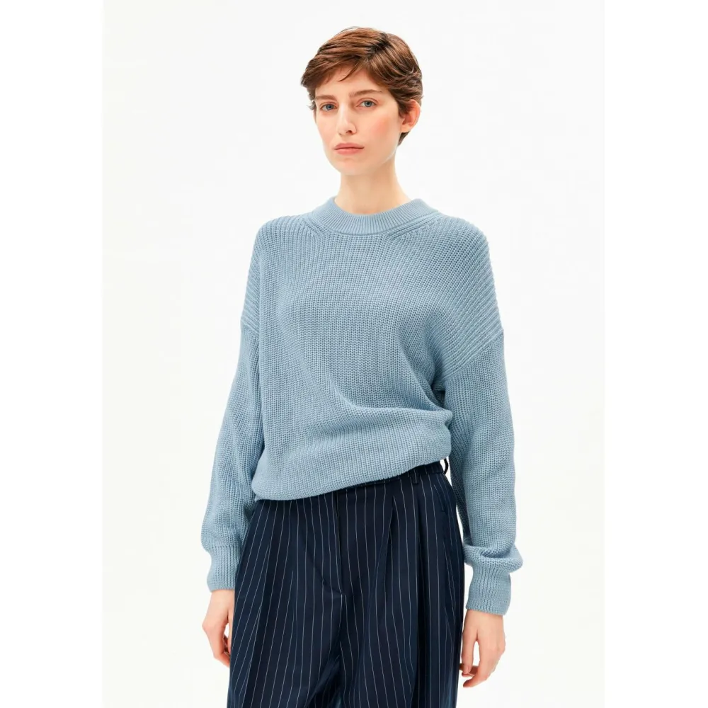 ARMEDANGELS - Women's Vanisé Knit Sweater - Pullover Blue Glow / Dark Blue Glow Discount