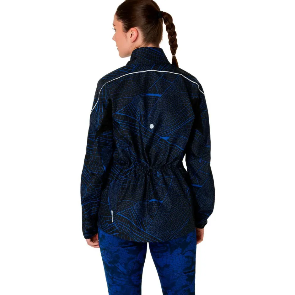 Asics Laufbekleidung|Jacken-- Women's Road Lite-Show Packable Jacket - Laufjacke Performance Black / Dark Cobalt