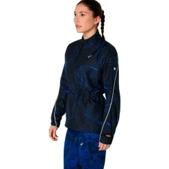 Asics Laufbekleidung|Jacken-- Women's Road Lite-Show Packable Jacket - Laufjacke Performance Black / Dark Cobalt