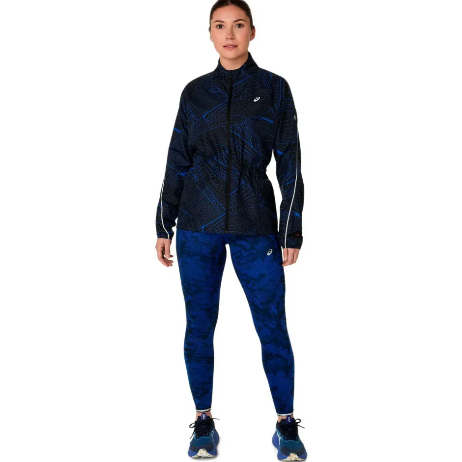 Asics Laufbekleidung|Jacken-- Women's Road Lite-Show Packable Jacket - Laufjacke Performance Black / Dark Cobalt