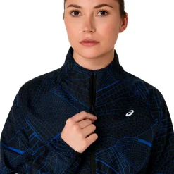 Asics Laufbekleidung|Jacken-- Women's Road Lite-Show Packable Jacket - Laufjacke Performance Black / Dark Cobalt