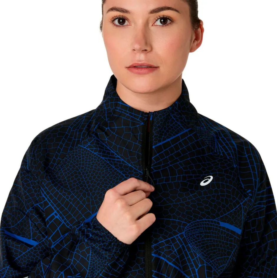 Asics Laufbekleidung|Jacken-- Women's Road Lite-Show Packable Jacket - Laufjacke Performance Black / Dark Cobalt
