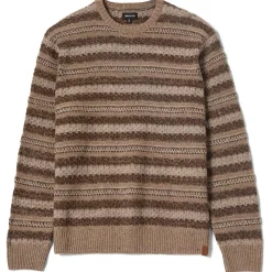 Brixton - Midnight Crew Sweater - Pullover Multi Neutral Stripe New
