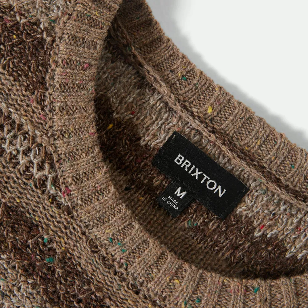 Brixton - Midnight Crew Sweater - Pullover Multi Neutral Stripe New