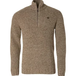 Chevalier - Groby Half Zip Wool Pullover - Wollpullover Saddle Brown Neps