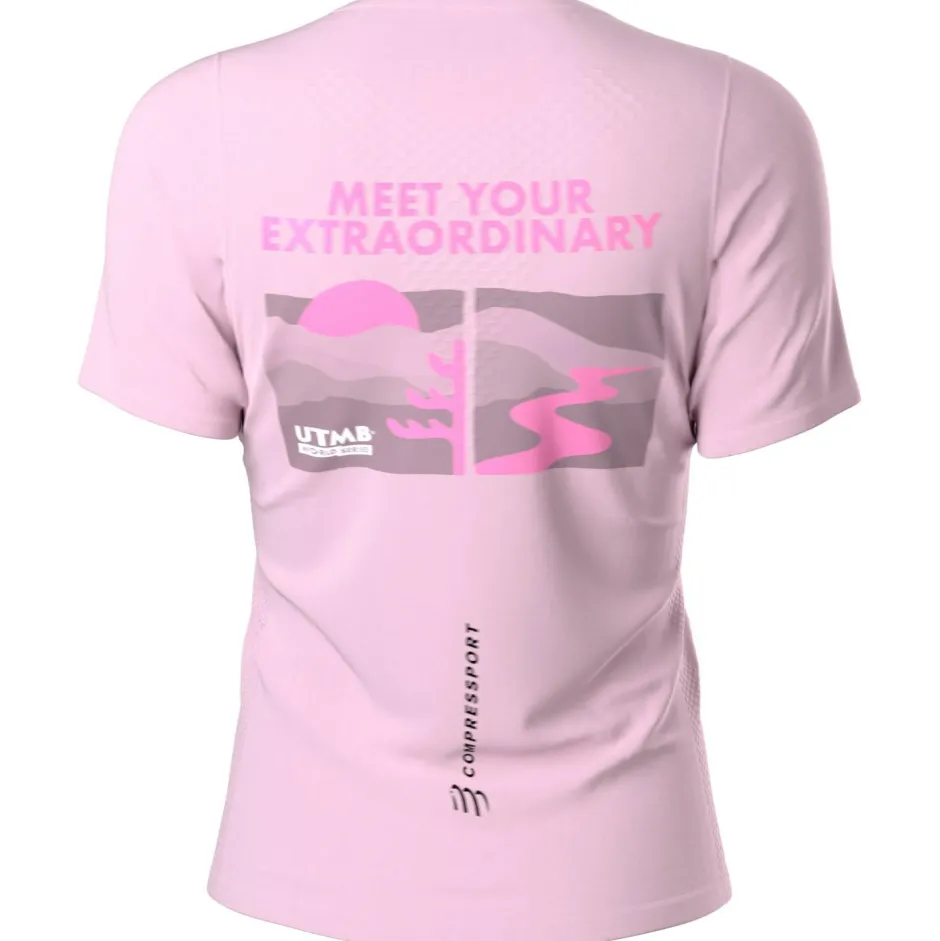 Compressport Fitnessbekleidung|Laufbekleidung-- Women's Training S/S T-Shirt UTMB 2025 - Laufshirt Roseate Spoonbill
