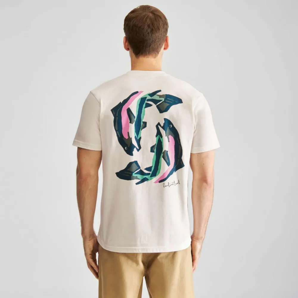 DEDICATED - T-Shirt Stockholm Cut Out Trout - T-Shirt Off-White Clearance