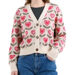 - Woen' Cardigan Kanan ove Fower - Puover < DEDICATED New
