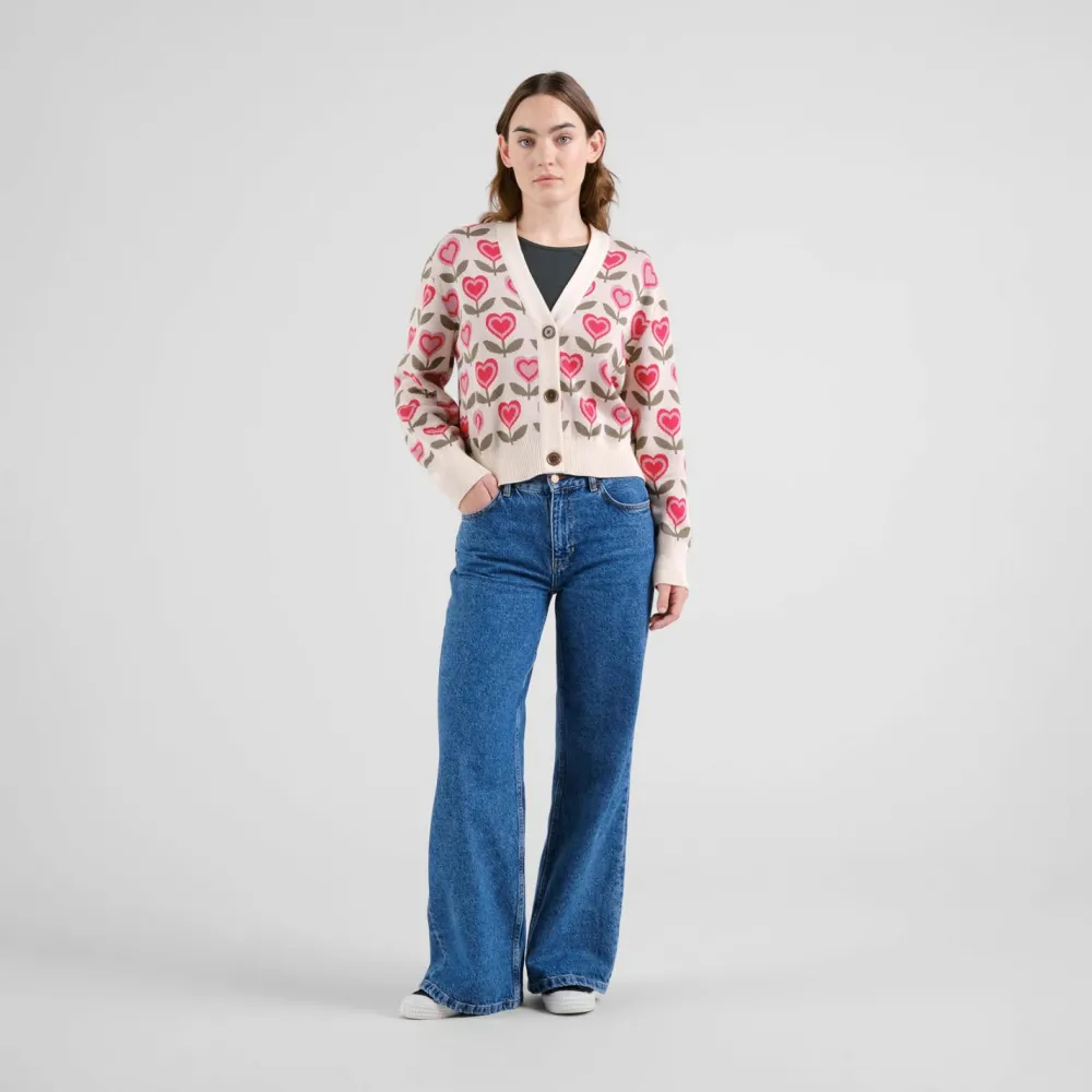 - Woen' Cardigan Kanan ove Fower - Puover < DEDICATED New