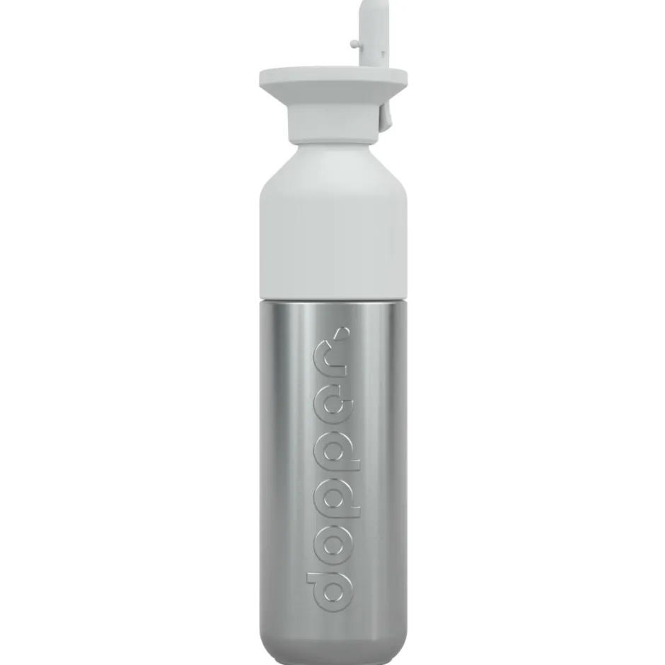 Dopper Trinkflaschen|Outdoor-Küche-- Steel x Flip Straw - Trinkflasche Steel / White