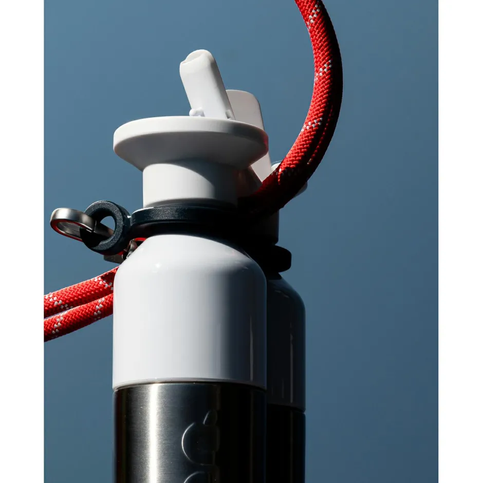 Dopper Trinkflaschen|Outdoor-Küche-- Steel x Flip Straw - Trinkflasche Steel / White