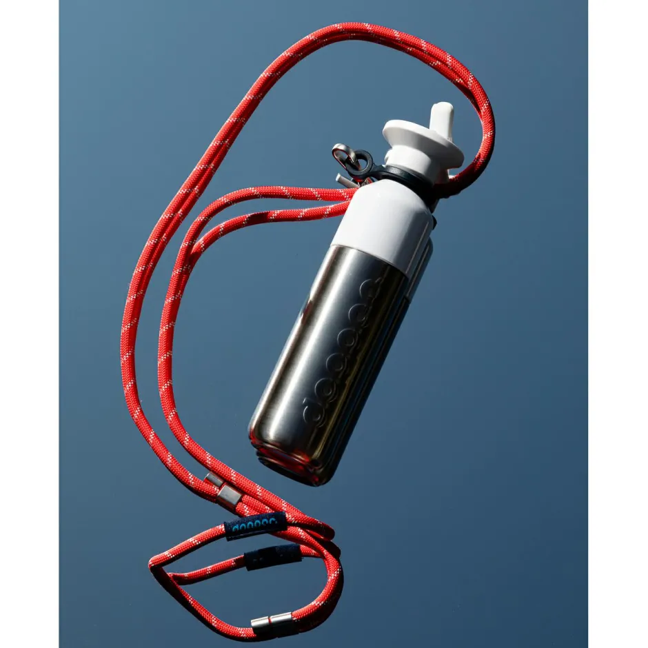 Dopper Trinkflaschen|Outdoor-Küche-- Steel x Flip Straw - Trinkflasche Steel / White
