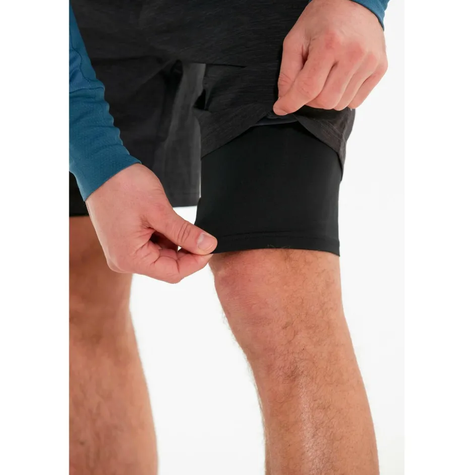 ENDURANCE Laufbekleidung|Hosen-- Vanclause Melange 2-In-1 Shorts - Laufshorts Black Melange