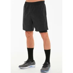 ENDURANCE Laufbekleidung|Hosen-- Vanclause Melange 2-In-1 Shorts - Laufshorts Black Melange