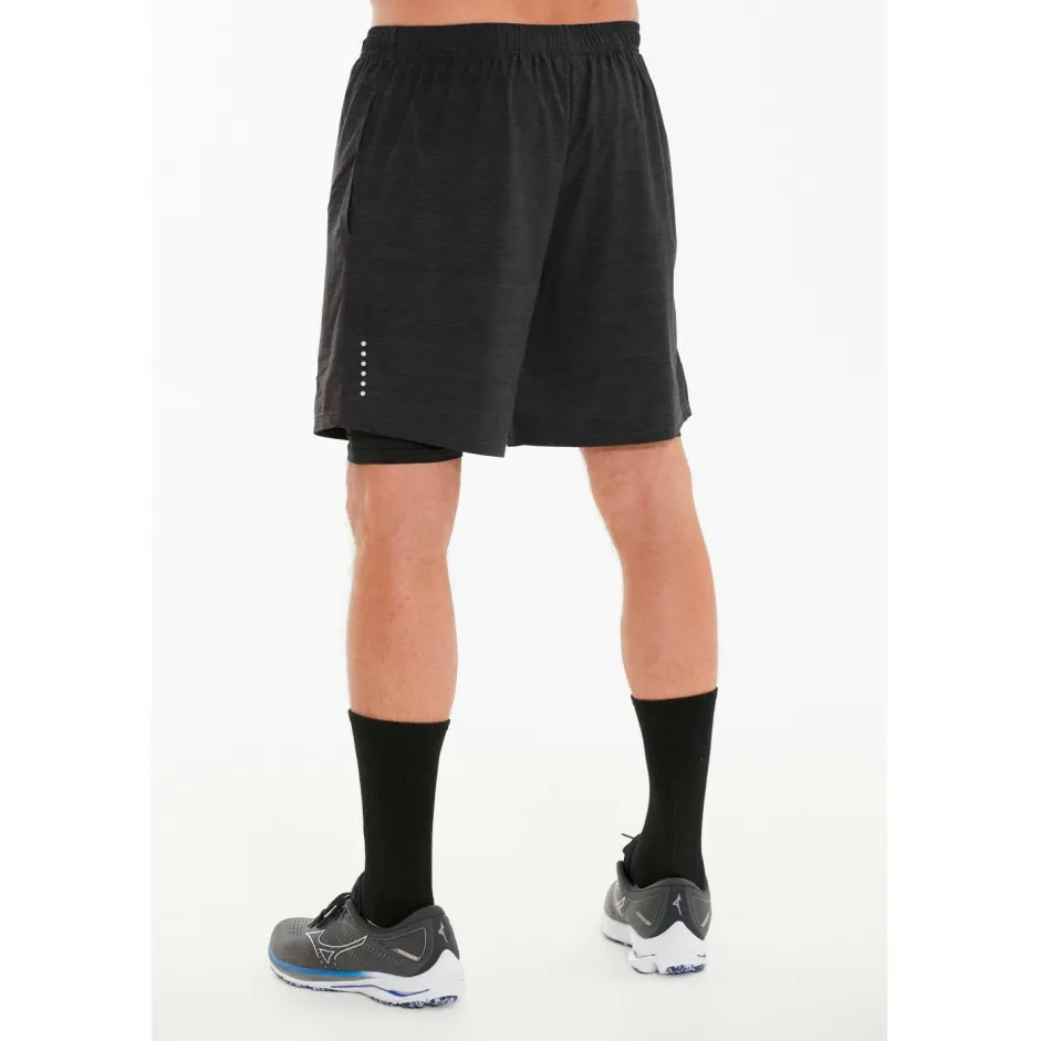 ENDURANCE Laufbekleidung|Hosen-- Vanclause Melange 2-In-1 Shorts - Laufshorts Black Melange