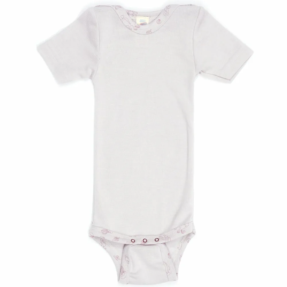 - Baby-Body Kurzarm mit Druckknöpfen an den Schulter - Merinounterwäsche < Engel Outlet