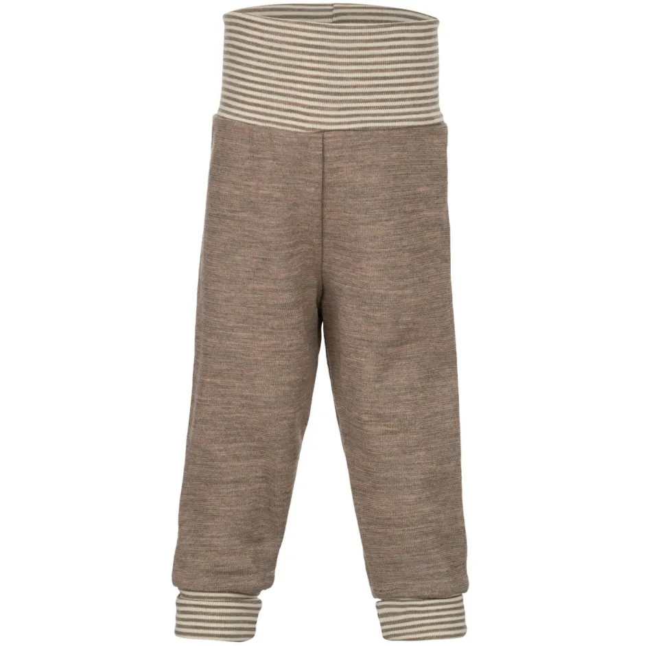 Engel Alltagsbekleidung|Merinounterwäsche-- Baby-Hose Lang mit Nabelbund - Fleecehose Walnuss Melange