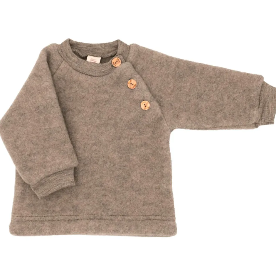 Engel Alltagsbekleidung|Pullover & Hoodies-- Kinder Raglanpullover mit Holzknöpfen - Wollpullover Walnuss Melange