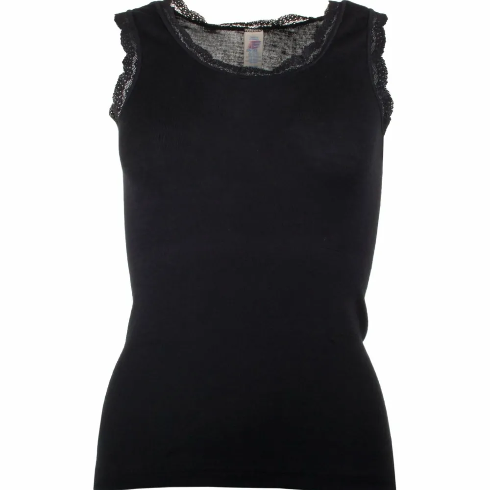 Engel - Women's Achselshirt mit Spitze - Merinounterwäsche Black
