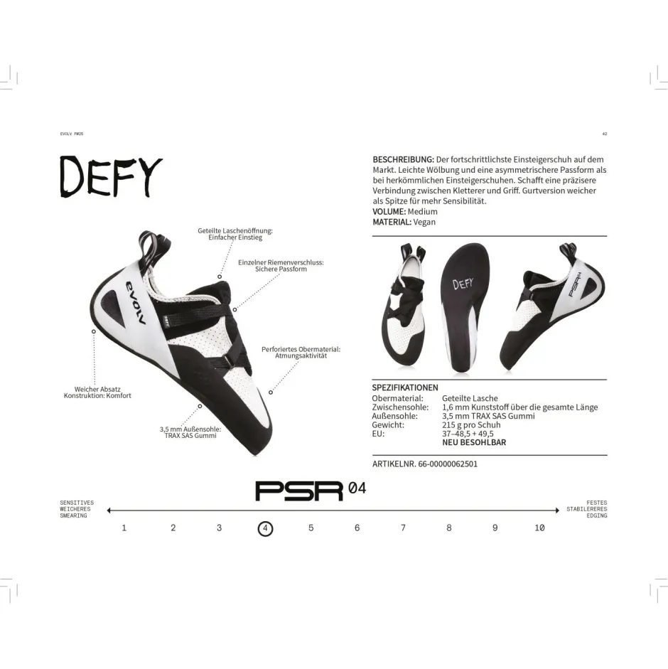 Evolv Kletterschuhe|Klettschuhe-- Defy - Kletterschuhe Grey / Black