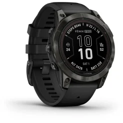 Garmin - Fenix 7 Pro Sapphire Solar - Multifunktionsuhr Carbon Grey DLC Titan with Black Band Sale