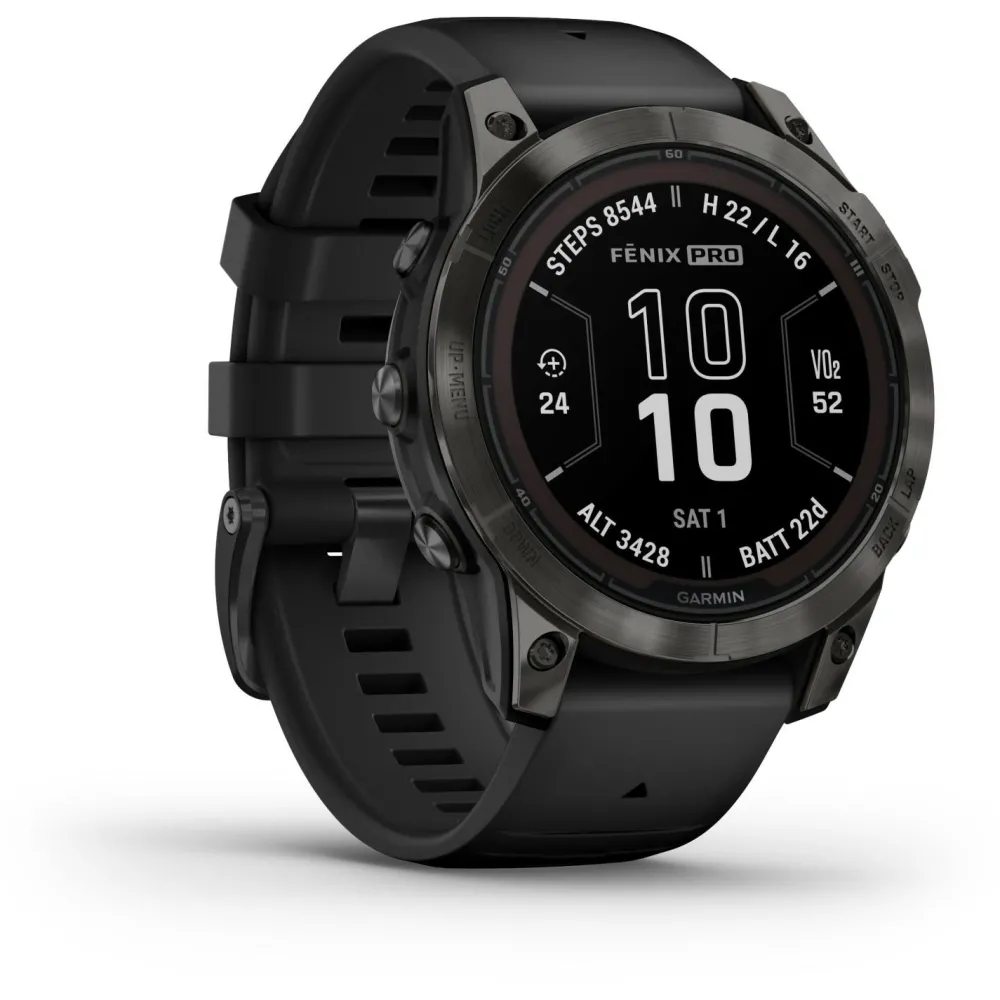Garmin - Fenix 7 Pro Sapphire Solar - Multifunktionsuhr Carbon Grey DLC Titan with Black Band Sale