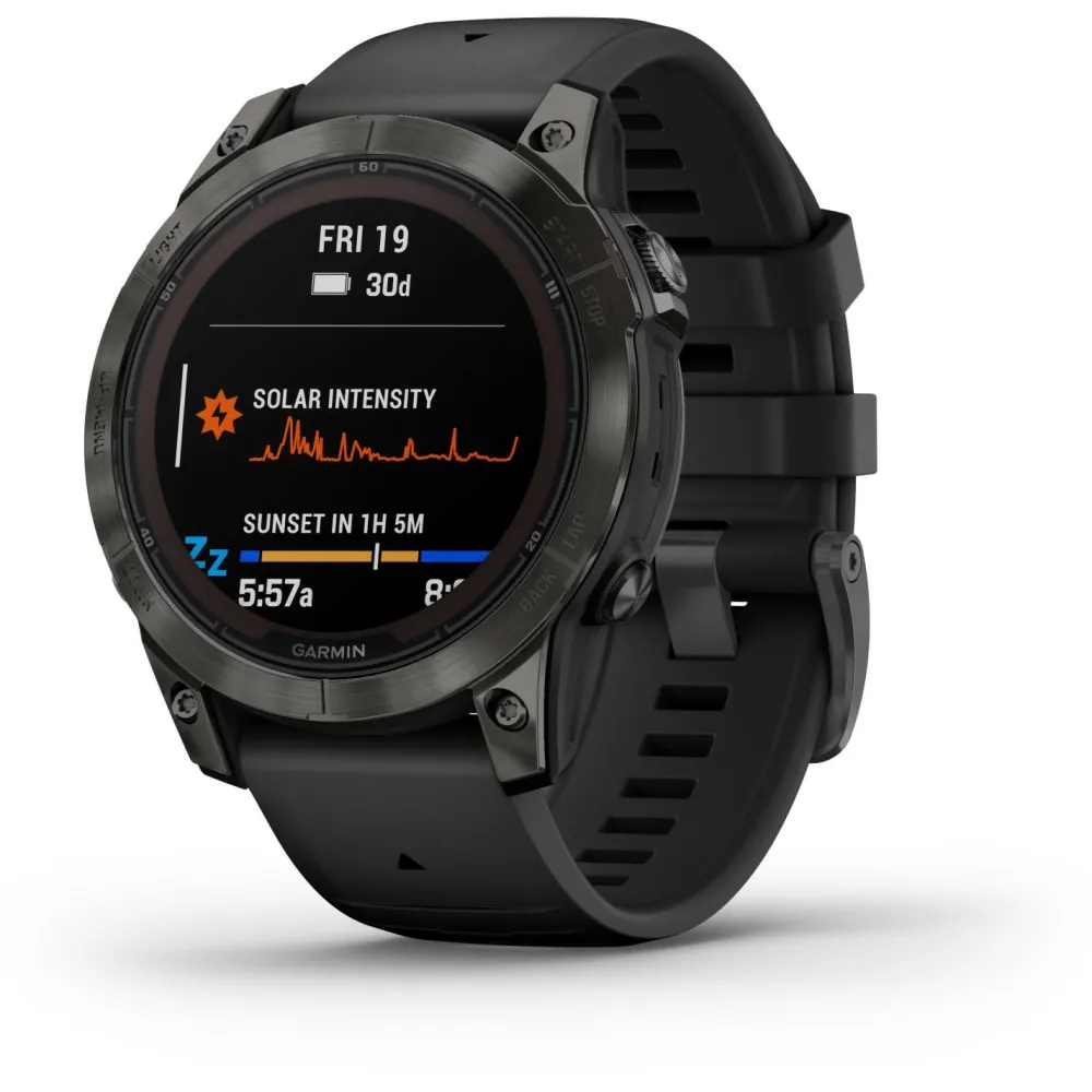Garmin - Fenix 7 Pro Sapphire Solar - Multifunktionsuhr Carbon Grey DLC Titan with Black Band Sale