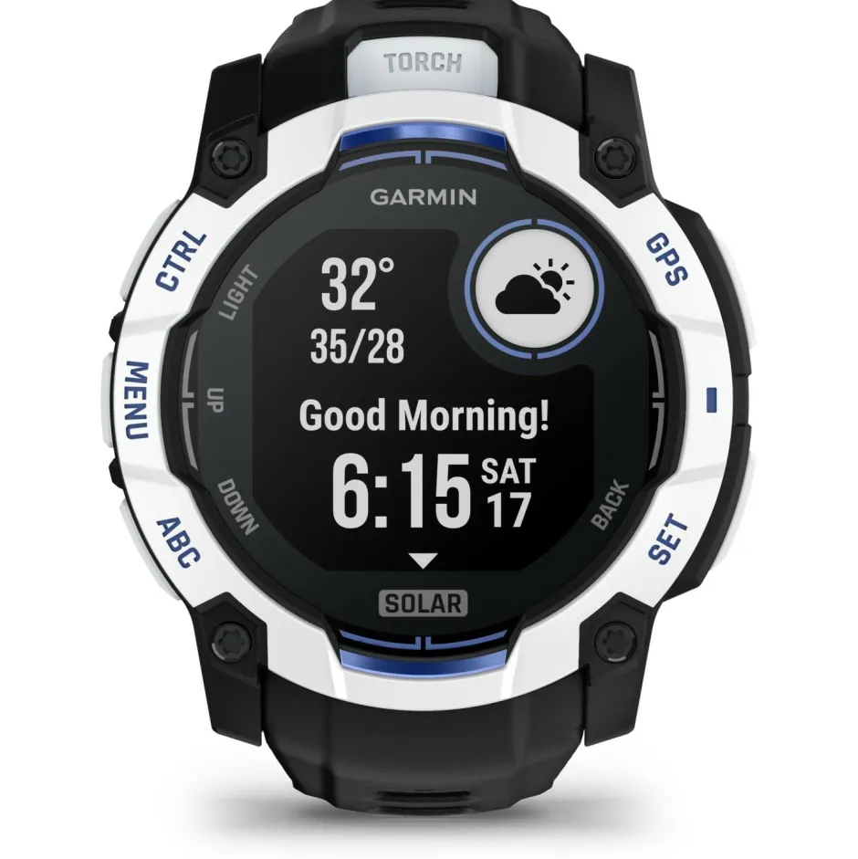Garmin Pulsuhren|Laufausrüstung-- Instinct 3 Solar 50 - Multifunktionsuhr Black / Stone White / Black