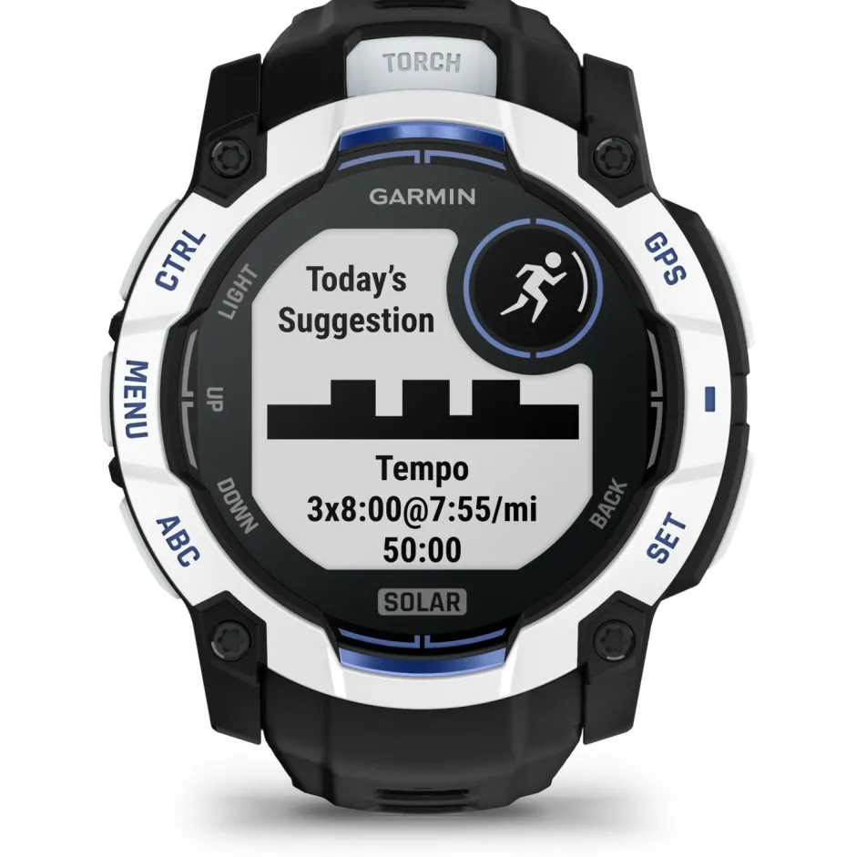Garmin Pulsuhren|Laufausrüstung-- Instinct 3 Solar 50 - Multifunktionsuhr Black / Stone White / Black