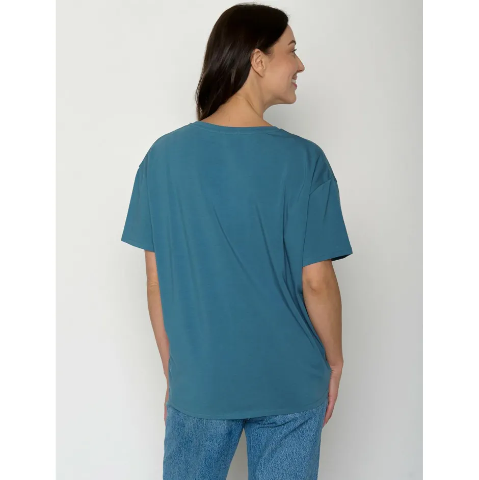 GreenBomb Alltagsbekleidung|T-Shirts-- Women's Les Fleurs Feel T-Shirt - T-Shirt True Blue