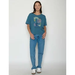 GreenBomb Alltagsbekleidung|T-Shirts-- Women's Les Fleurs Feel T-Shirt - T-Shirt True Blue