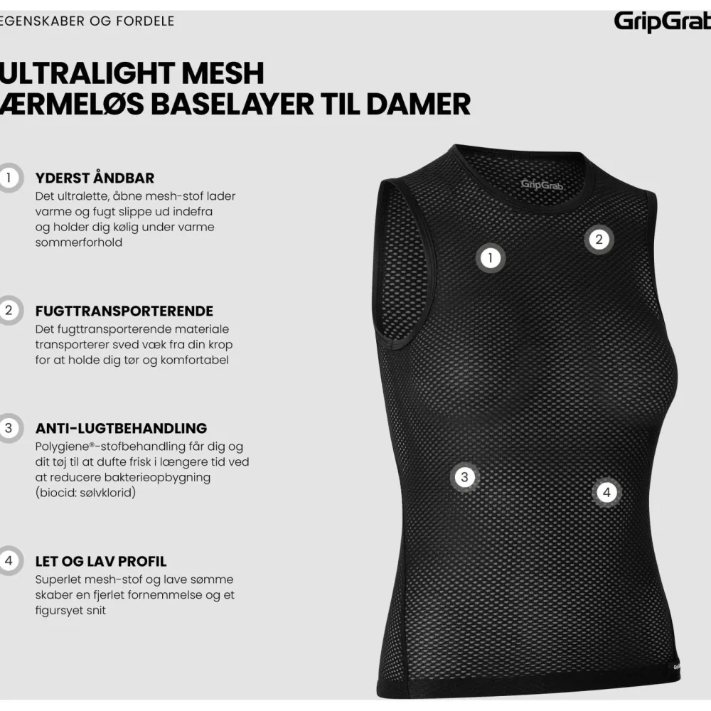 GripGrab - Women's Ultralight Mesh Base Layer - Kunstfaserunterwäsche Hot