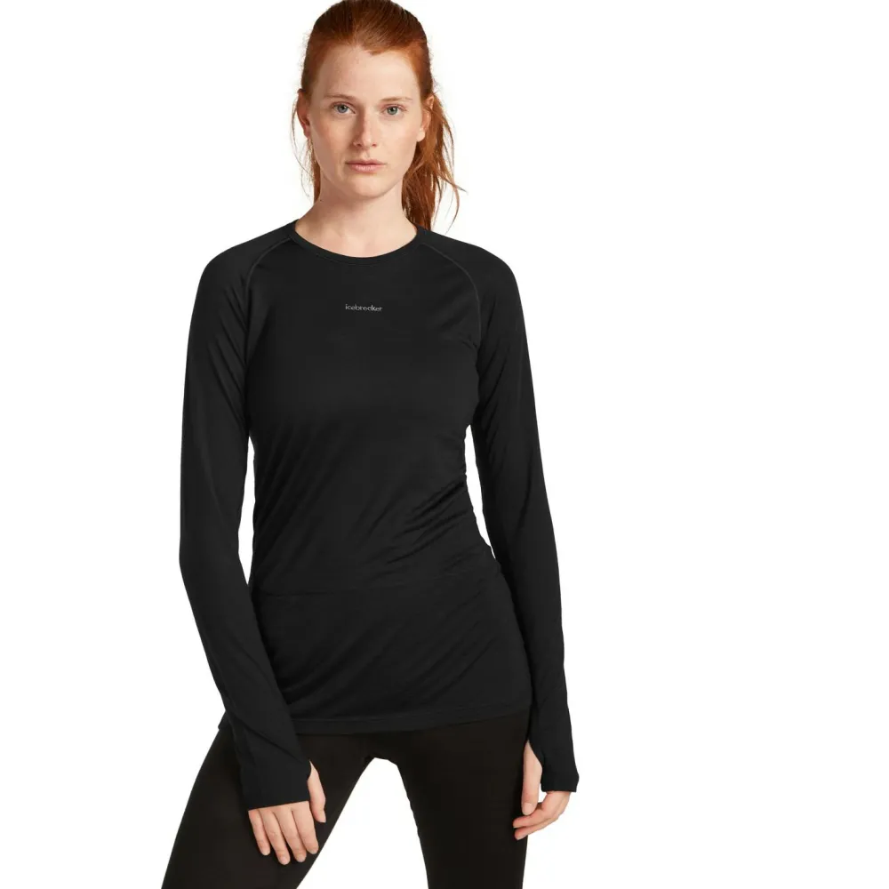 Icebreaker - Women's Merino 125 Zoneknit L/S Crewe - Merinounterwäsche Black Hot